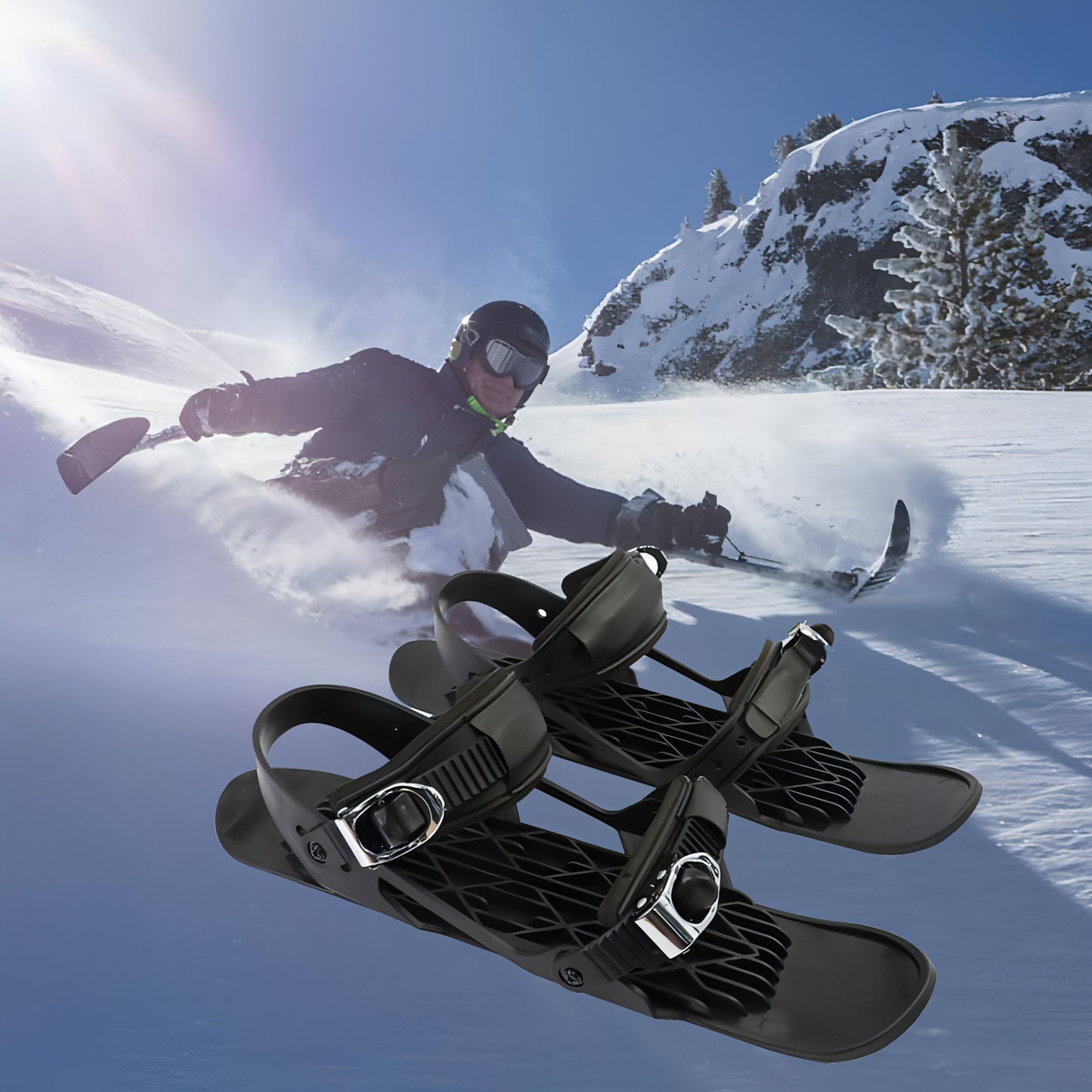 Mini-Ski-Skates, tragbares kurzes Skiboard, verstellbare Skates für Schnee