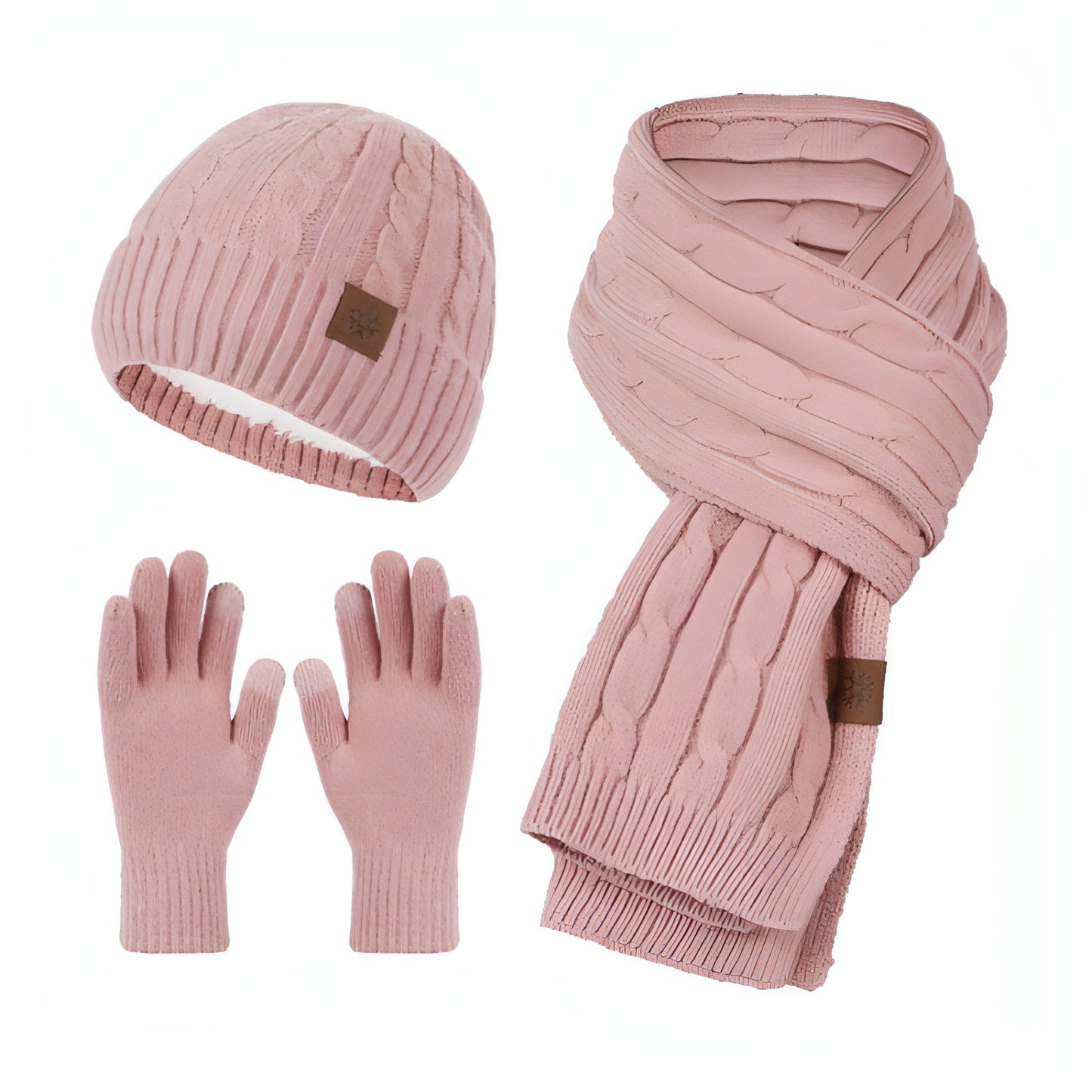 Conjunto de tres piezas de guantes y gorro