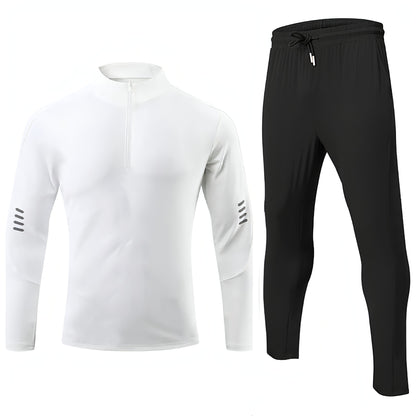 Sports Fitness Men's Long Sleeve Top Zip-up Shirt Trousers Two-piece Suit