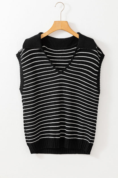 Black Stripe zavrnitev v vratu pulover top