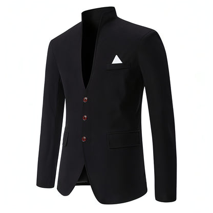 Men's Color Stitching Stand-collar Casual Slim Fit Suit