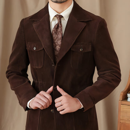 Retro Corduroy Slim-fit Safari Cotton Gentry Jacket