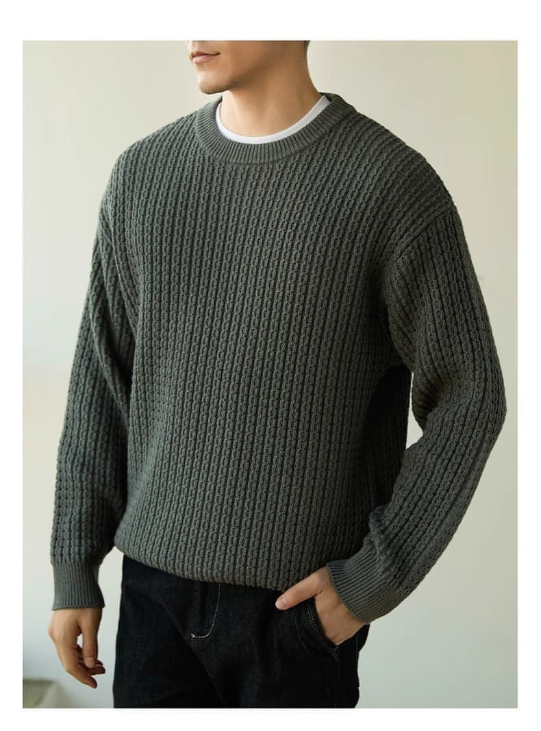 High-end Long Sleeve Loose Round Neck Men's Knitwear