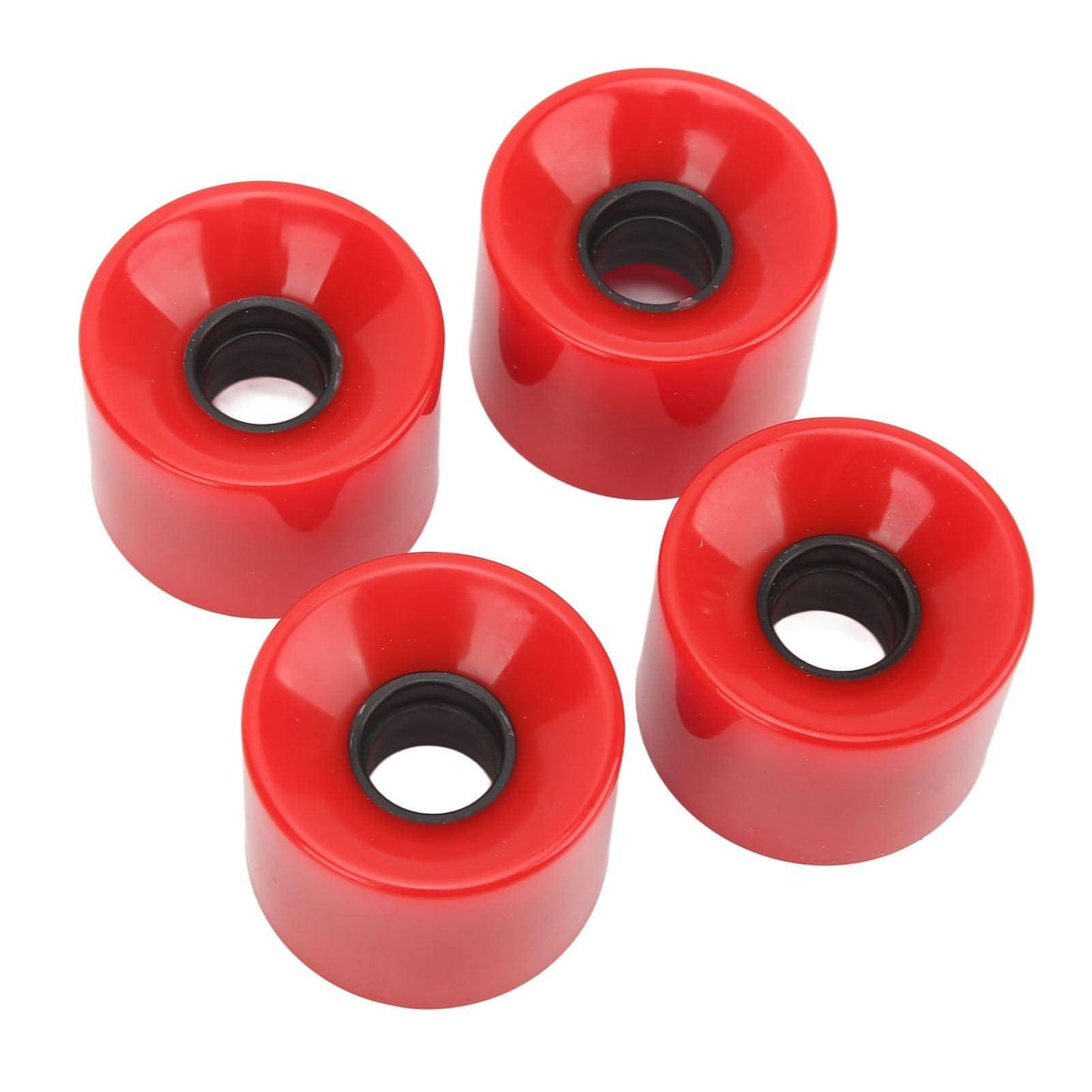 Four 4PCS PU Skateboard Wheel Replacement Low Noise Multifunctional Land Surfboard Roller Casters Red