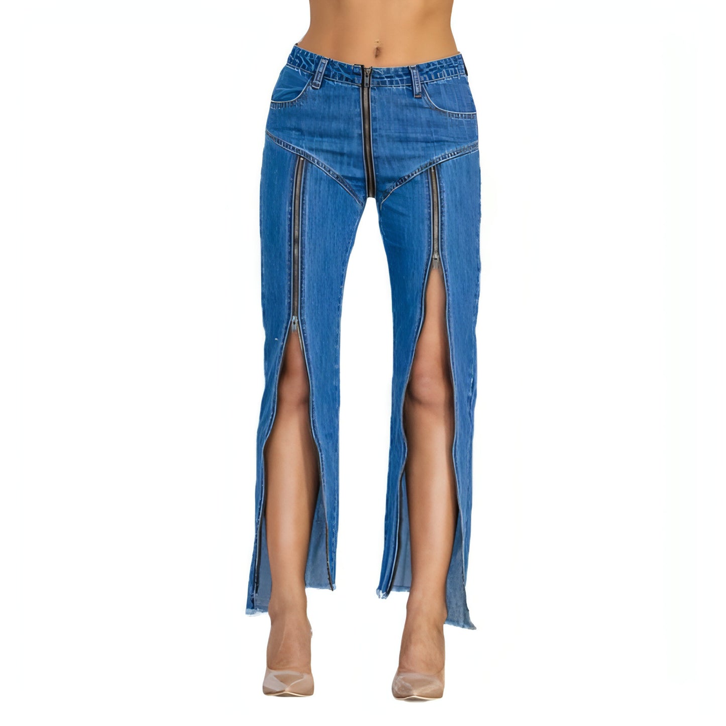 Shascullfites Melody Women Jeans Jeans exclusivos calças de jeans azul escuro escuro calças de dança do clube de rua quentes