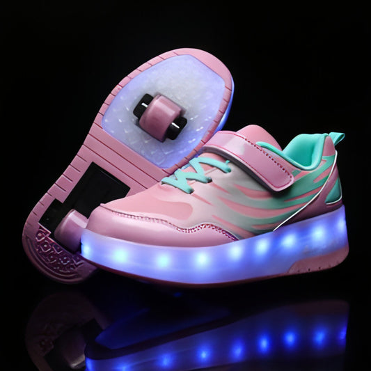 Zapatos con ruedas ligeros y recargables con luz LED Heelys, zapatos con ruedas de dos ruedas para niños y niñas