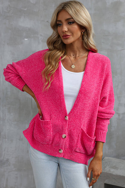 Roseknöpfe vorne steckte Pullover -Strickjacke