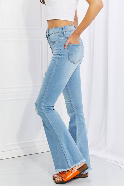 Živahni miu polne velikosti Jess Button Flare Jeans