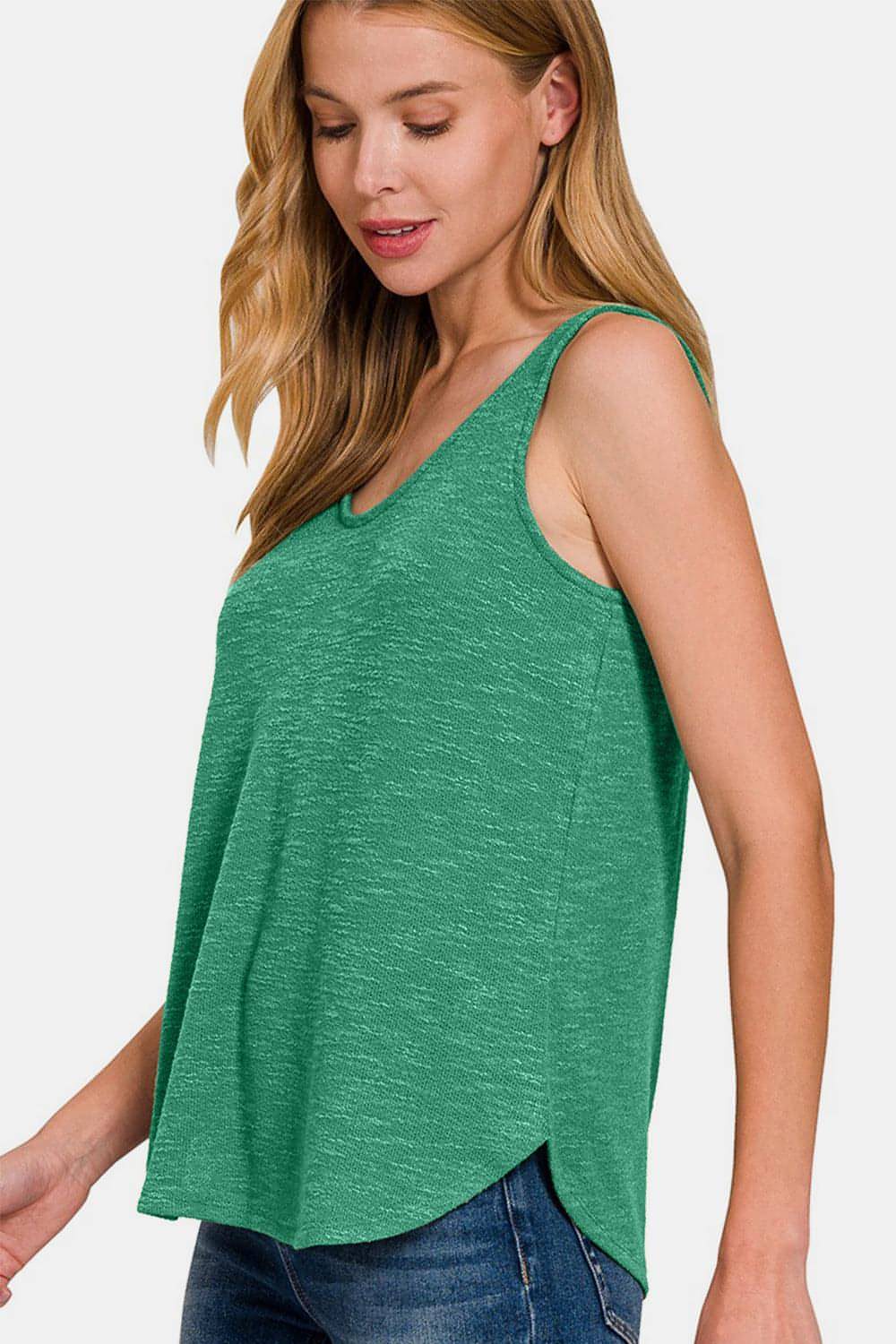 Zenana Tanktop mit abgerundetem Saum und Rundhalsausschnitt 