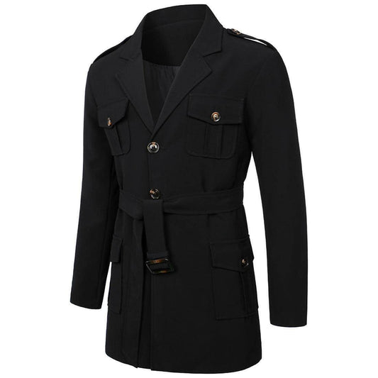 A Men's Hunting Clothes Medium Length Men's Casual Suit Trench Coat