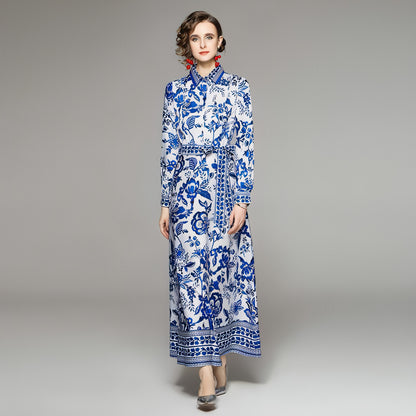 Women's Printed Long Sleeve Dress