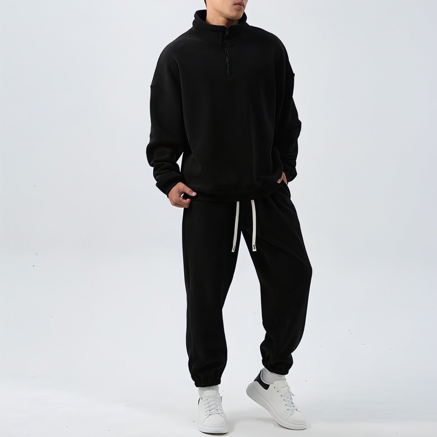 Sports Tracksuit Men's Wide Loose Fleece Long Sleeve Casual