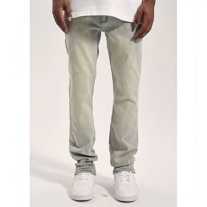 High Street Yellow Mud Washed And Distressed Men's Casual Pants