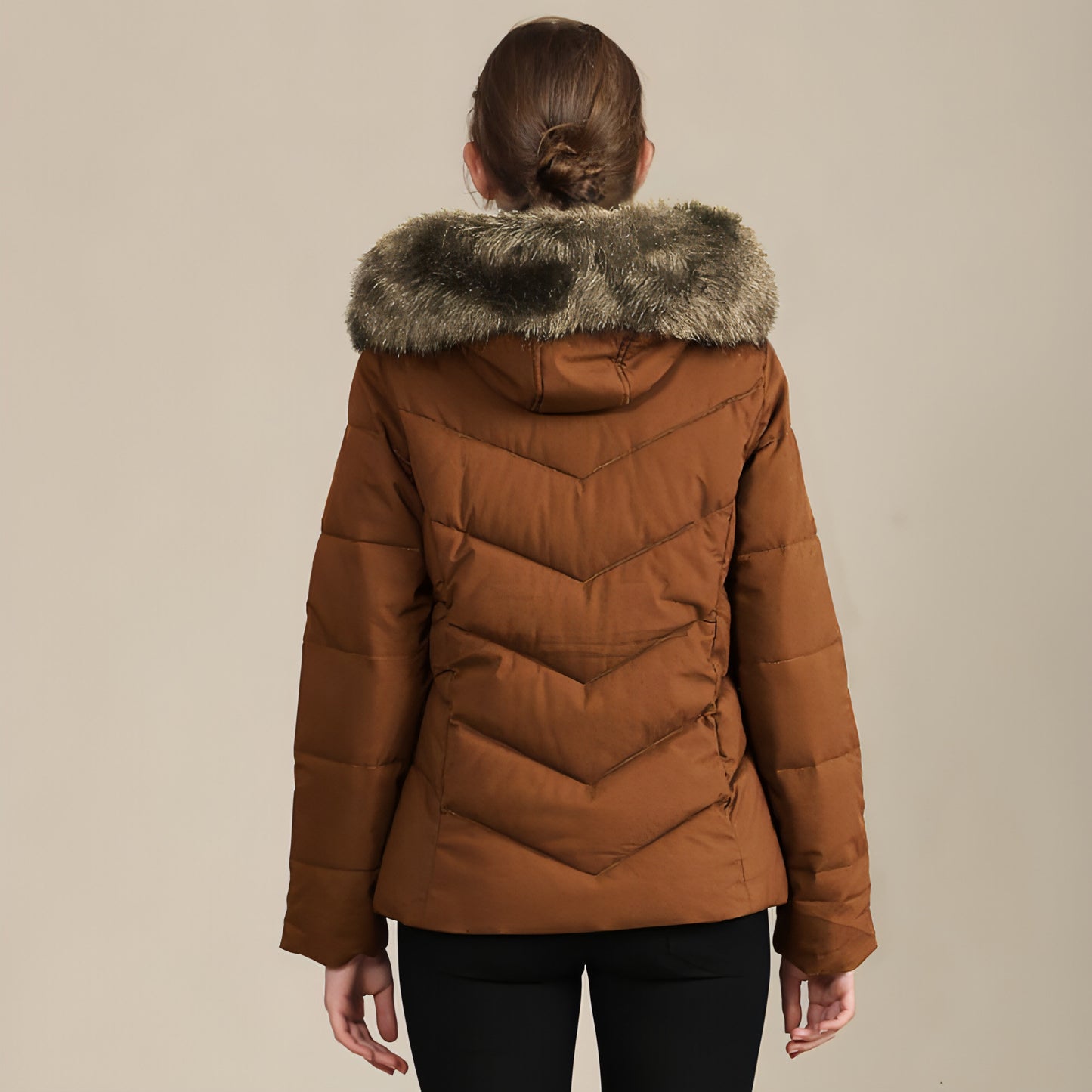 Cotton-padded Jacket With Standing Collar For Women