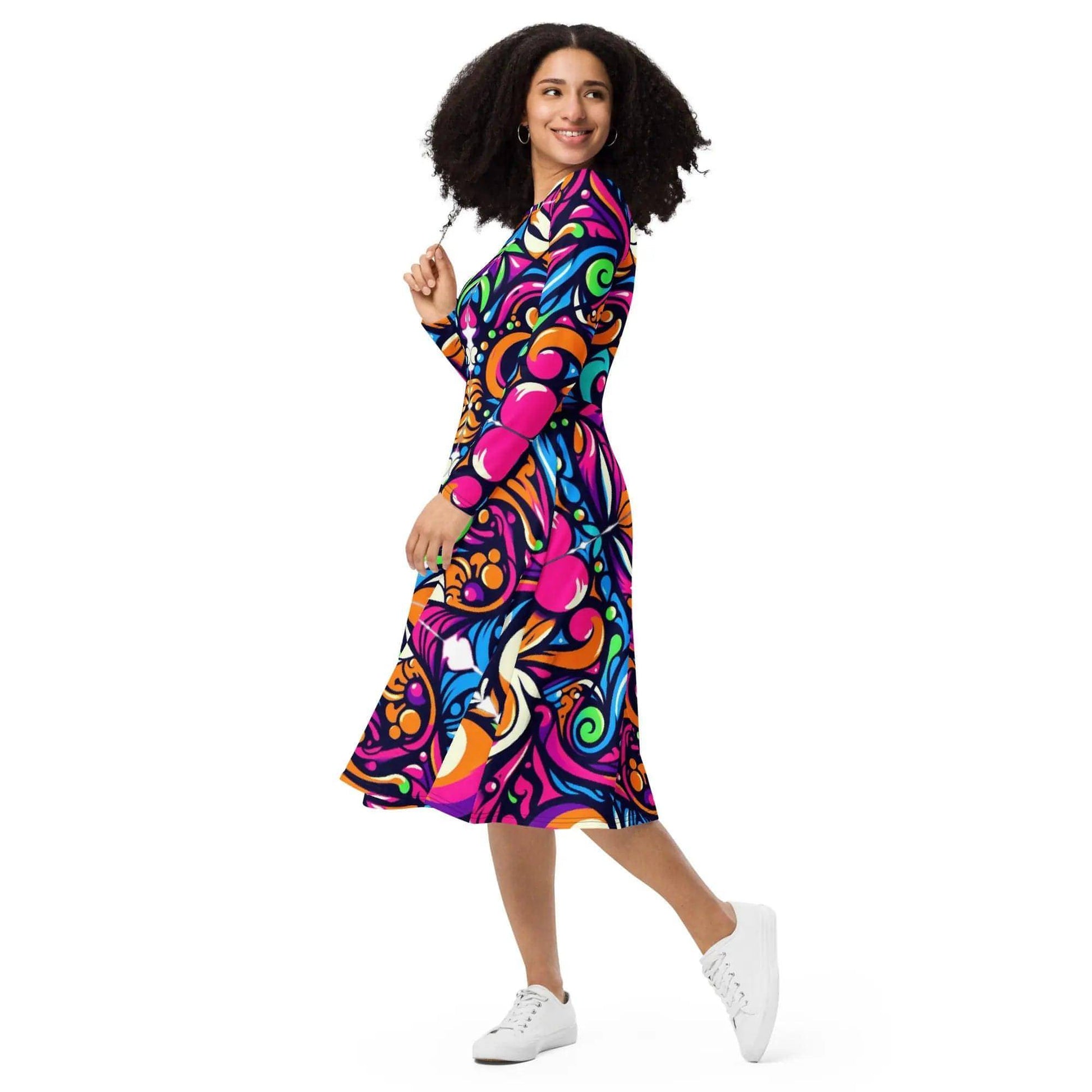 Z. Fluorescent - sleeve midi dress -women WORLDSHOP