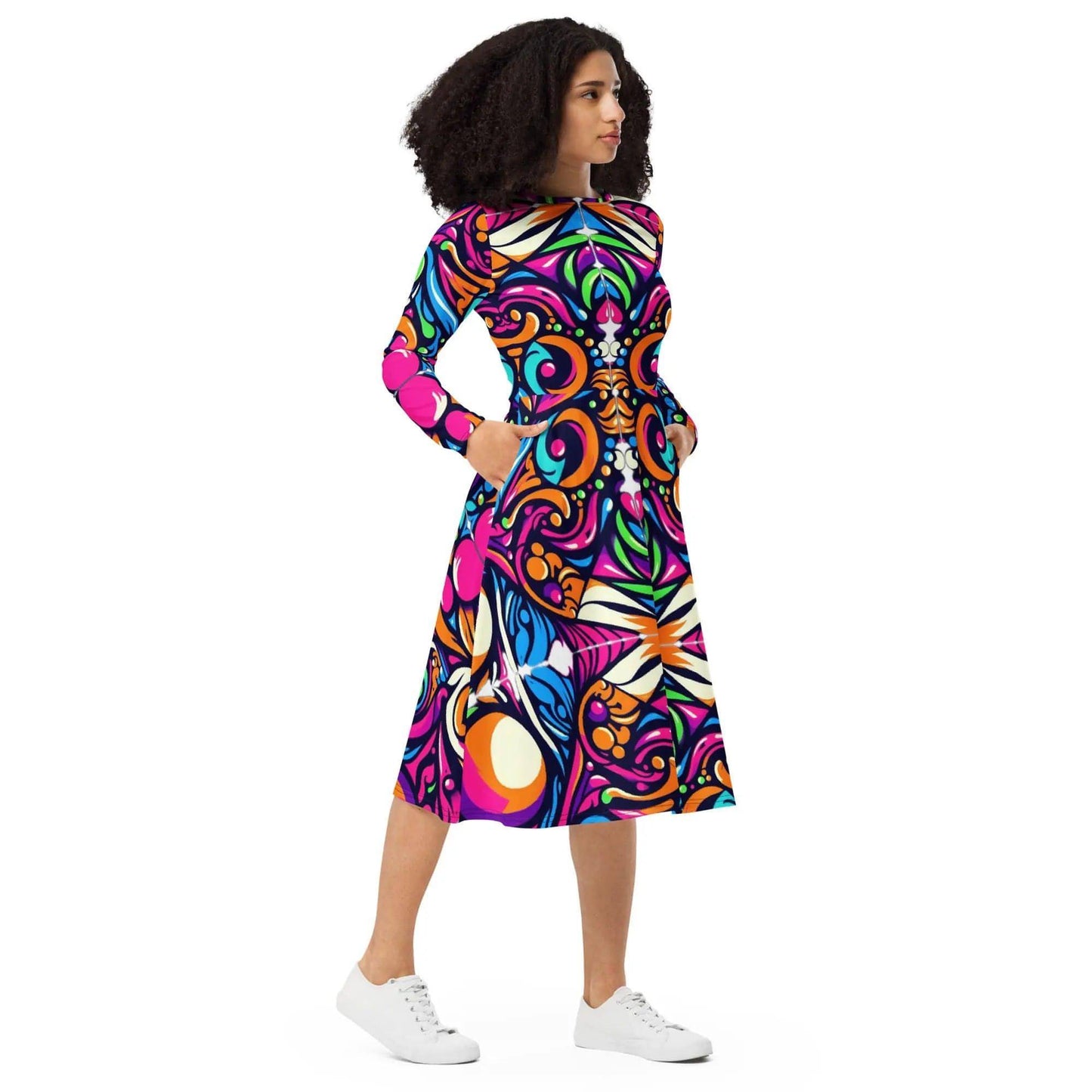 Z. Fluorescent - sleeve midi dress -women WORLDSHOP