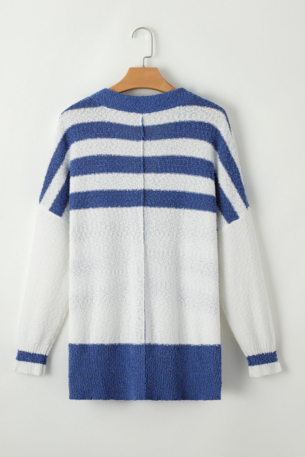 Blue Stripe V-hals knappet høy lav genser cardigan