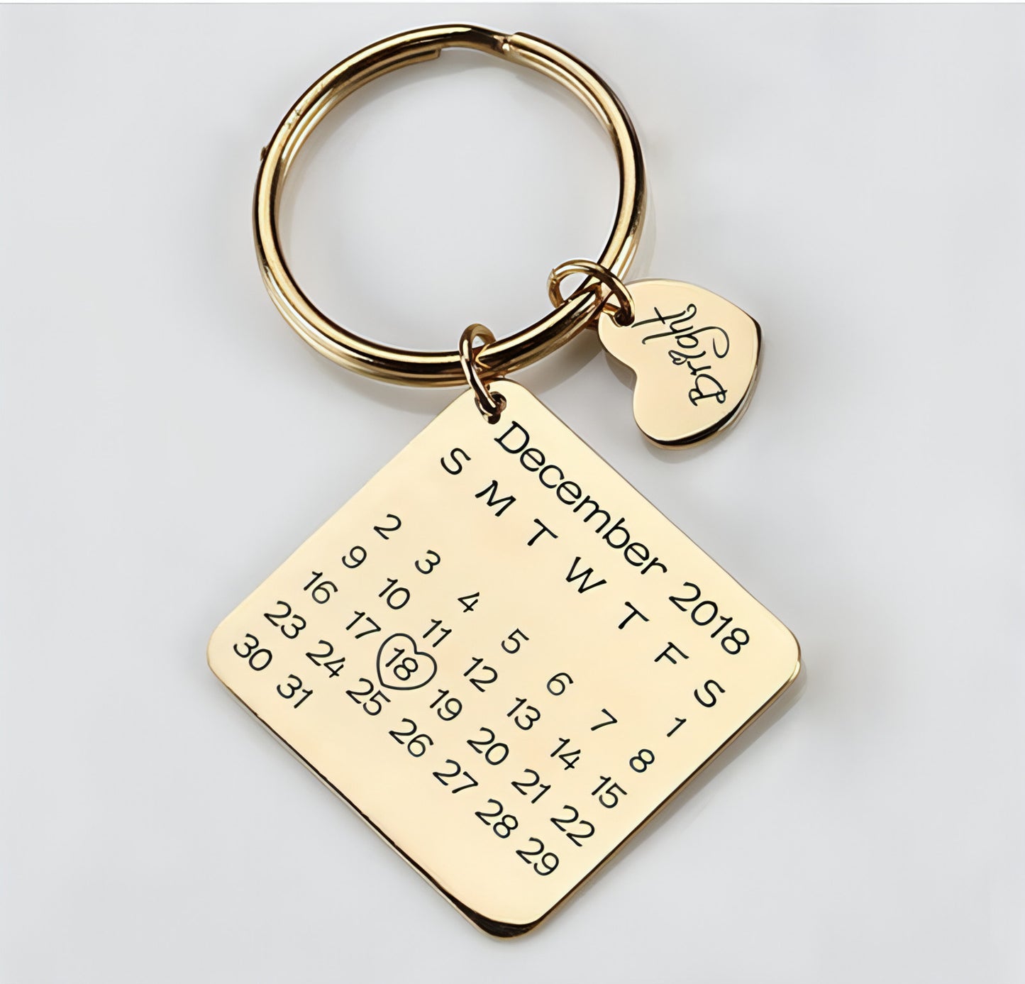 Personalized Calendar Keychain – Engraved Date Keepsake for Special Moments