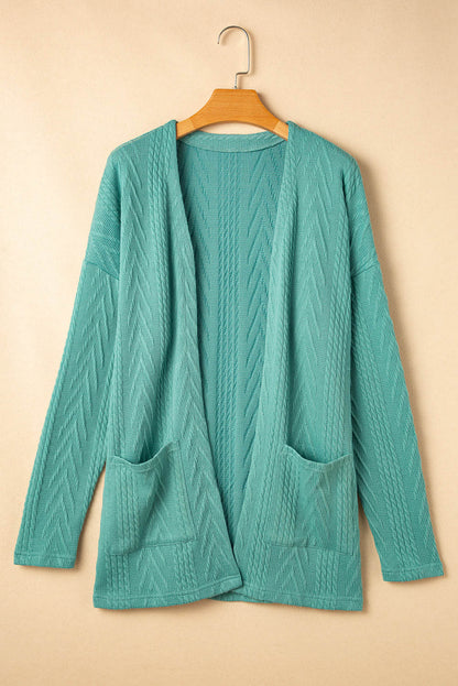 Canton Solid Textured Open Front Cardigan with Pocket