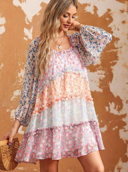 Color Matching Floral Dress Women's Pullover