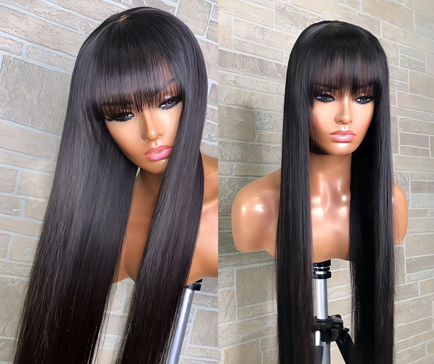 Wig Real Human Hair Straightening Mechanism Headgear