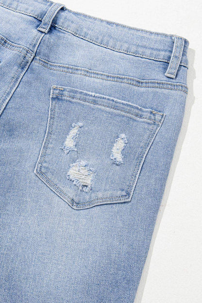 Ashleigh Blue Acid Wash Raw Hem High Waist traperice