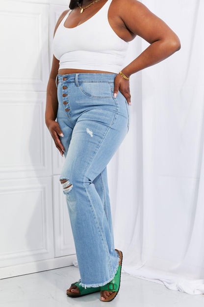 Živahni miu polne velikosti Jess Button Flare Jeans