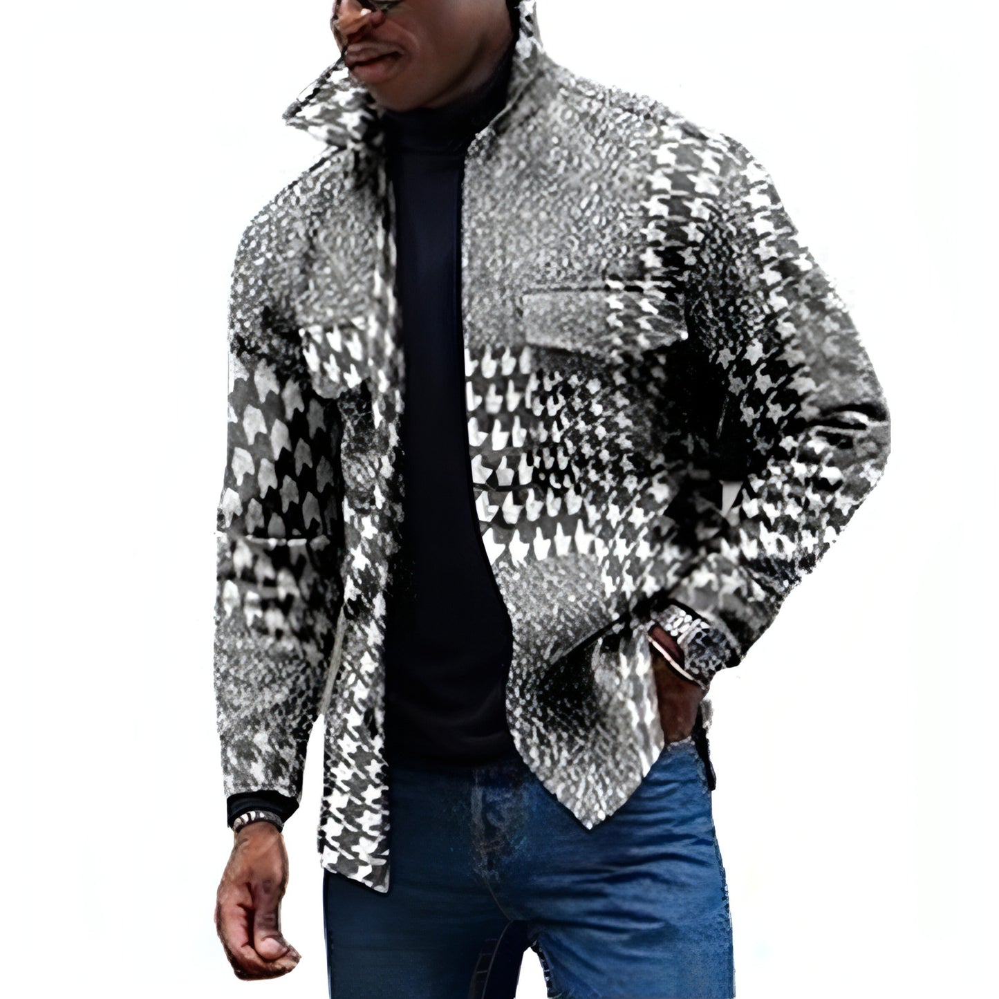 Youth Lapels Fashion Printed Jacket Men