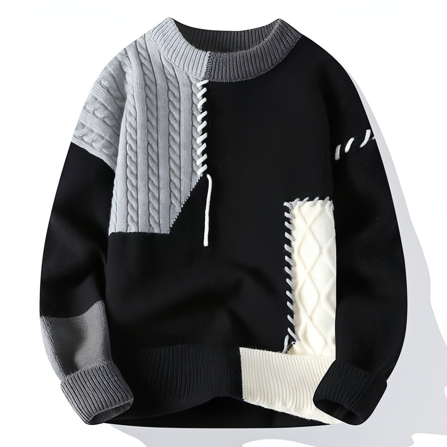 A.1 Sweater Men's Retro Color Contrast Patchwork