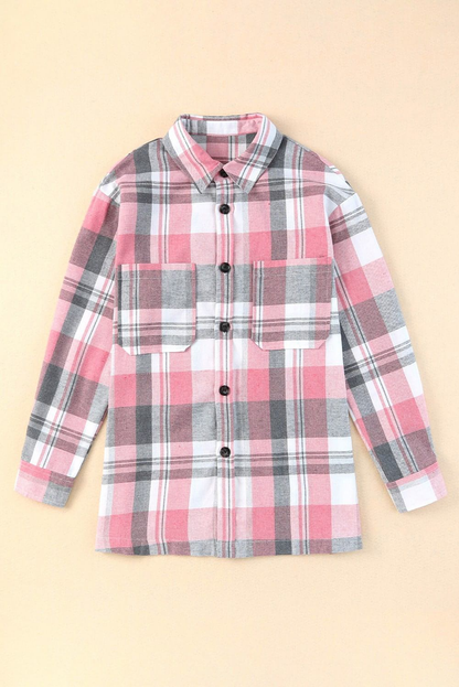 Rosa Plaid -Knopf -Up -Patch -Pocket -Shirt