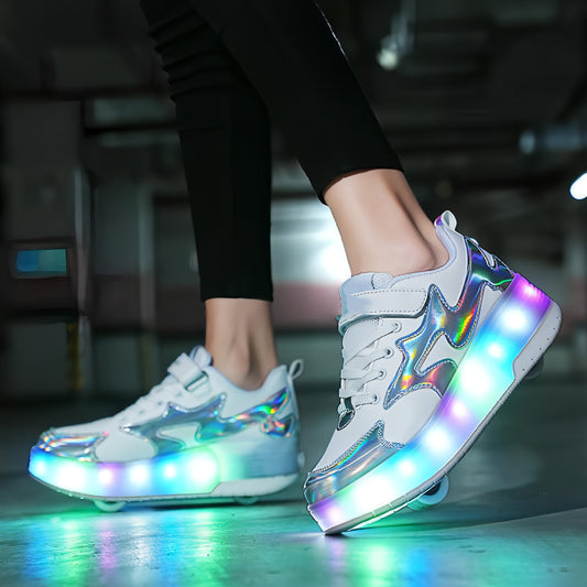 Patines de ruedas con luces y carga extraíbles para mujer