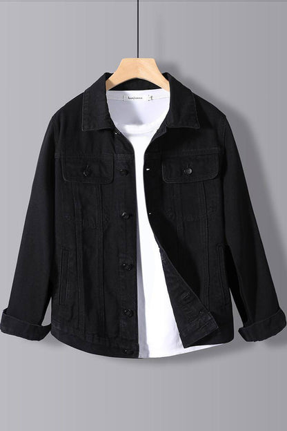 Men's Year Denim Clothes Black DressShirt