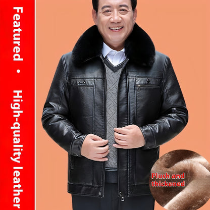 Chaqueta de cuero con forro polar para hombre con personalidad de moda