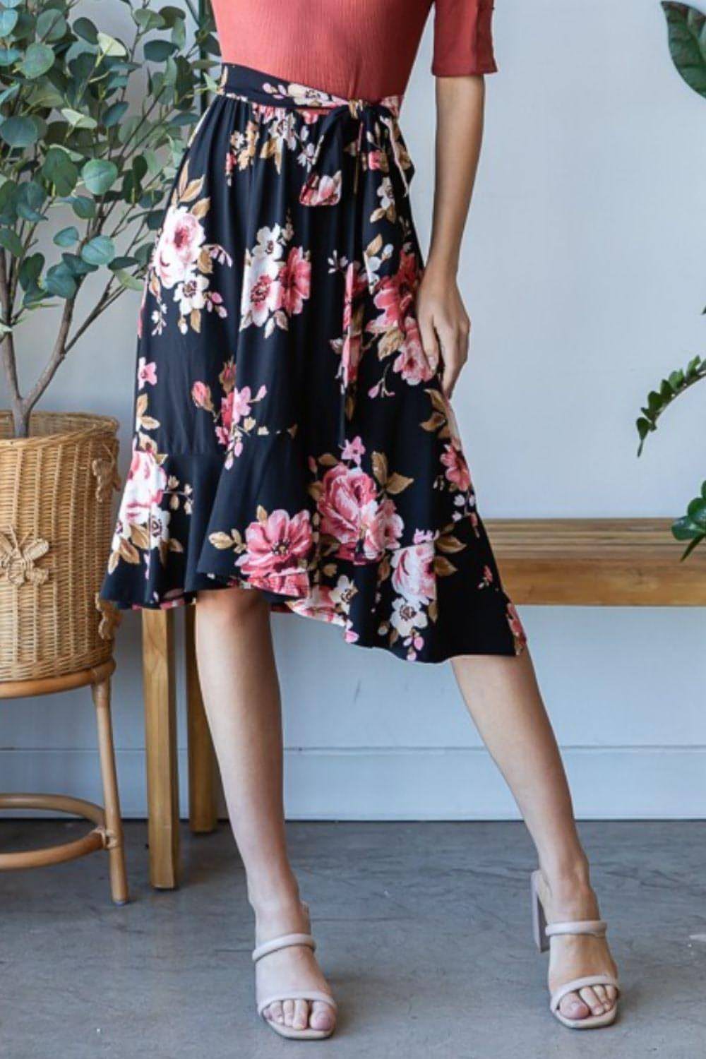 Reborn J Floral Wrap Ruffle Hem Юбка