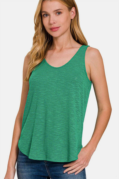 Zenana Tanktop mit abgerundetem Saum und Rundhalsausschnitt 