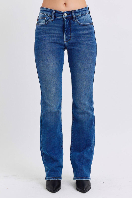 Judy Blue Full Size Run Mid-Rise Bootcut Jeans med termiskt foder