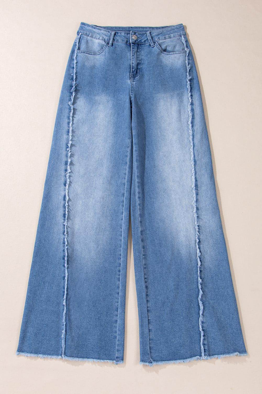 Beau Blue Vintage-Jeans mit offenem Saum und ausgestelltem Saum