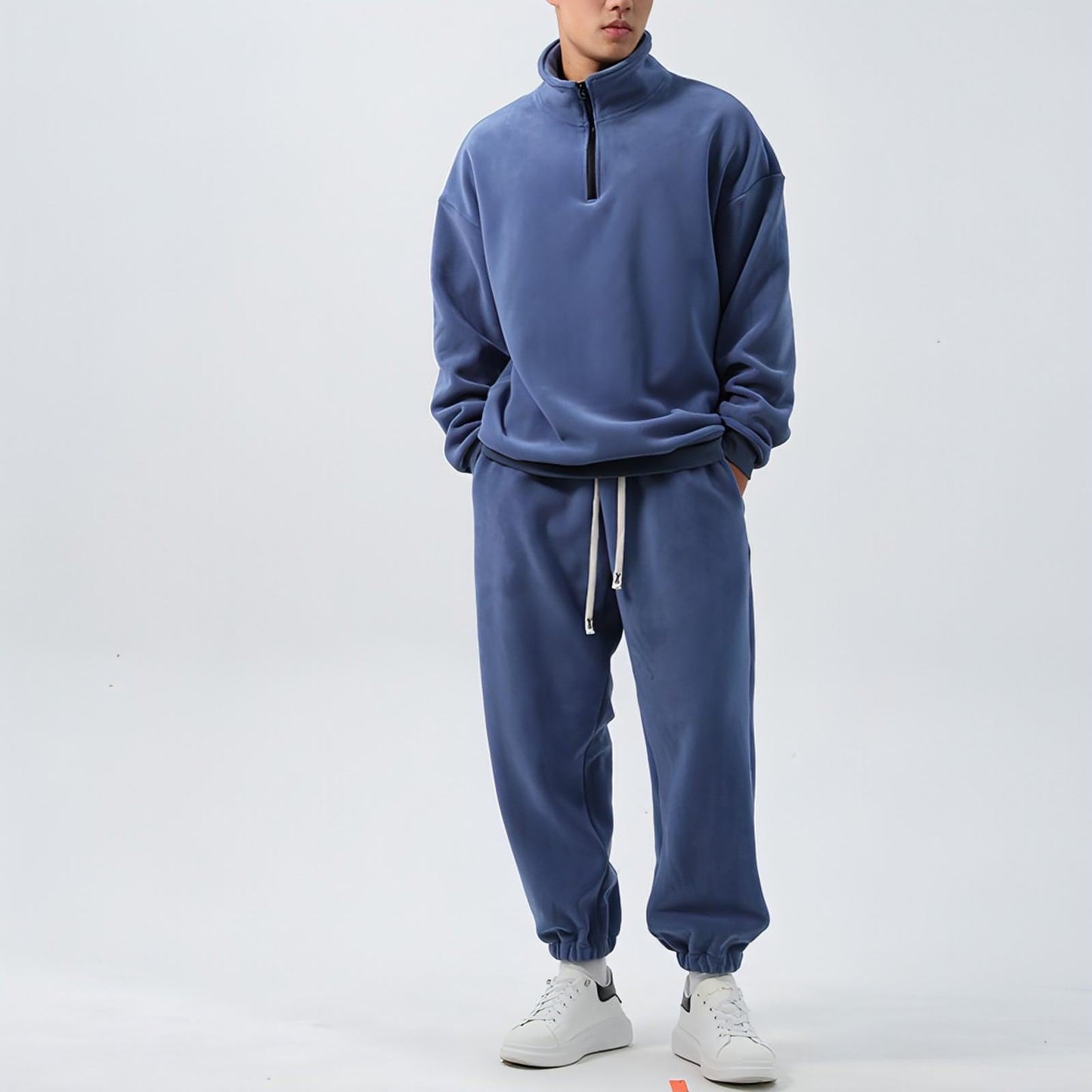 Sports Tracksuit Men's Wide Loose Fleece Long Sleeve Casual