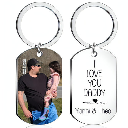 Personalized Stainless Steel Photo Keychain – Custom Engraved Gift