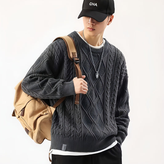 A1. Round Neck Sweater Men's Loose Sweater