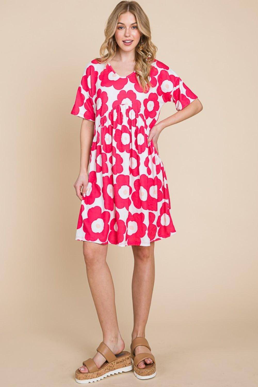 BOMBOM FLOWET PRINT RUched Dress