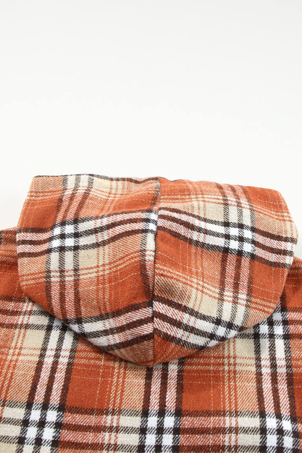 Orange Plaidmuster Sherpa ausgekleidete Kapuze -Shacket