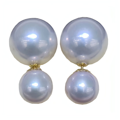 Women's Natural Freshwater Round Pearl Earrings