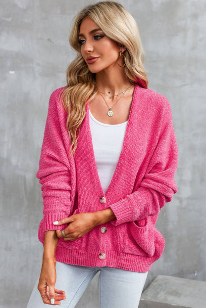 Roseknöpfe vorne steckte Pullover -Strickjacke