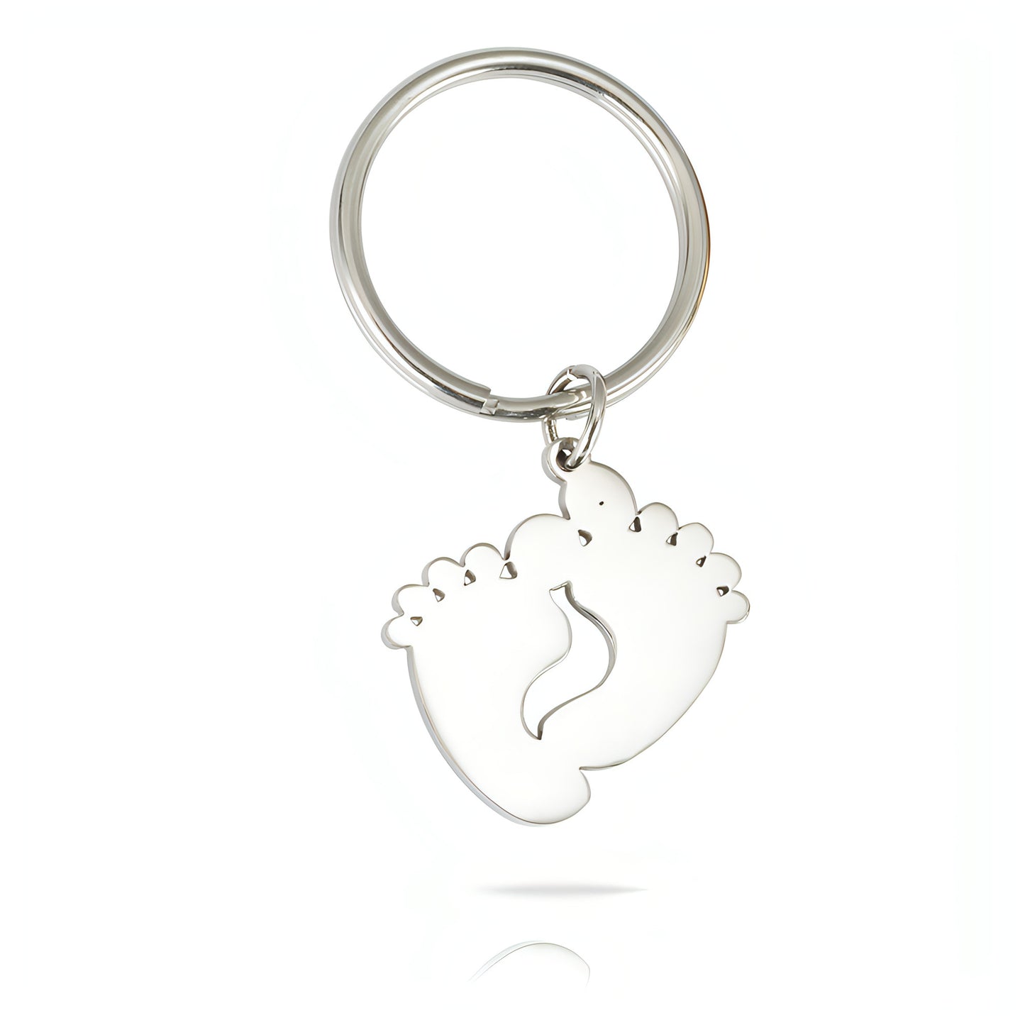 Two-Tone Stainless Steel Footprint Keychain – A Symbol of Love & Connection