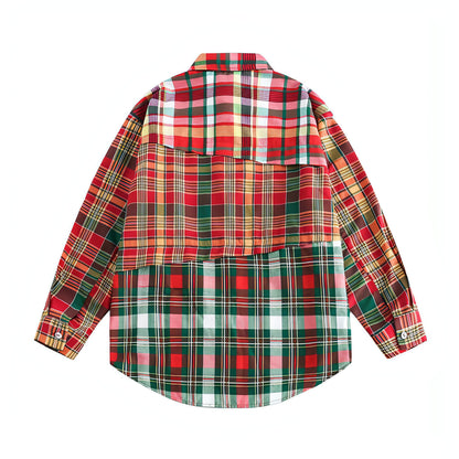 1. Irregular Spliced Plaid Blouse Women DressShirt