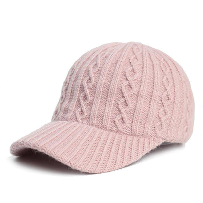 Gorra de béisbol de lana tejida, gorra con visera ligera de color sólido y cálida de estilo coreano