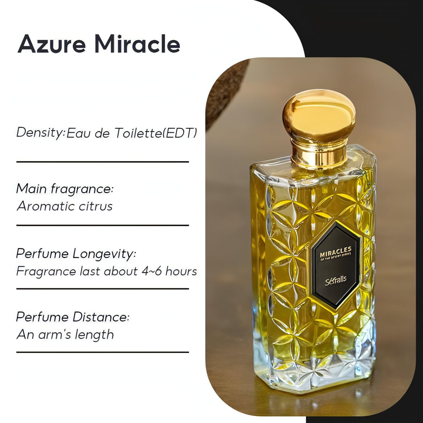 Perfume de colonia Sefralls Azure Miracle, fragancia versátil y duradera, fresca, romántica, de lujo, perfume vibrante