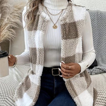 A.1 Coat Loose Plaid Color Stitching Knitted Cardigan Sweater Women