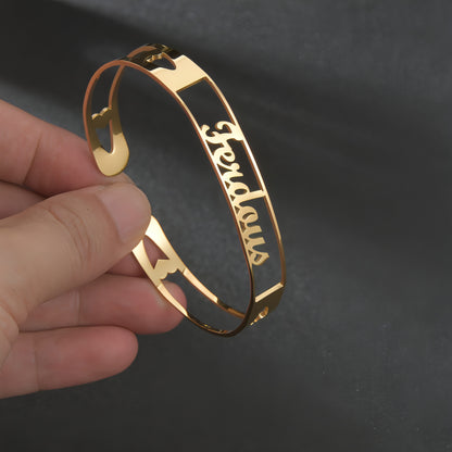 Personalized Name Bracelet – Custom Engraved Stainless Steel Bangle